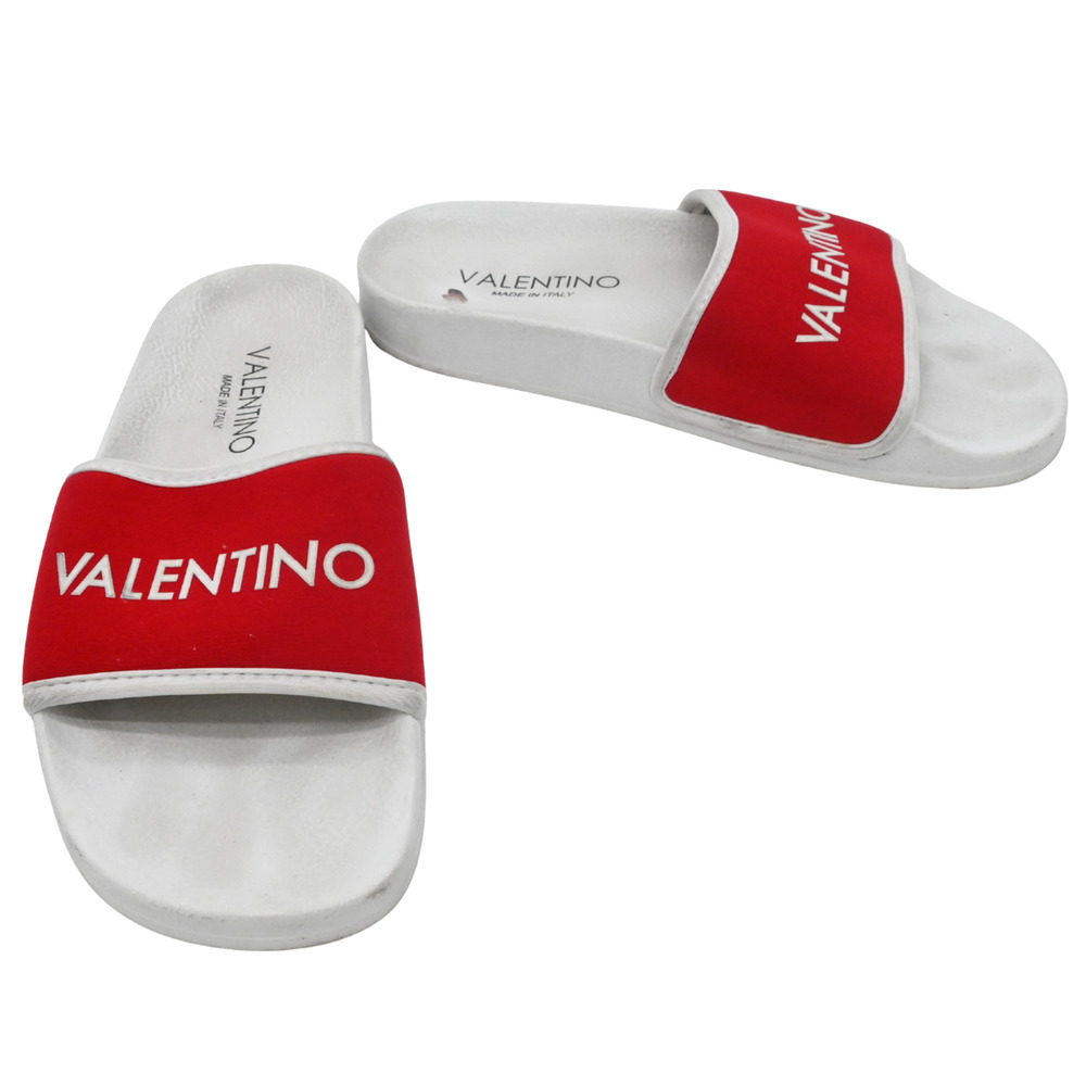 Mario Valentino Red Logo Nylon Pool Slides Size 38 / 5